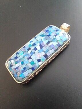DTR Opal and Lapis Mosaic Sterling Silver Reversible Pendant, Jay King